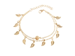 Pulseira De Tornozelo Vintage (duas Camadas Com Tassel E Folha De Liga)