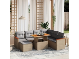 Vidaxl 8 Pcs Conjunto De Sofás P/ Jardim Com Almofadões Vime Pe Bege