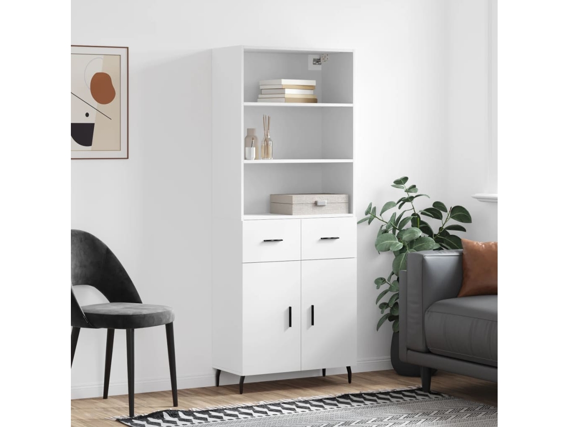 Vidaxl Armário Alto 69,5x34x180 Cm Derivados De Madeira Branco