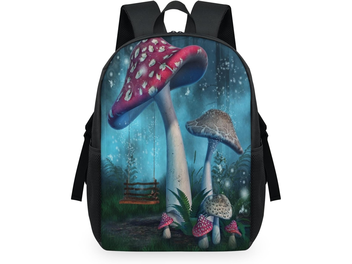 Mochila Cogumelos Floresta 32x15x44cm Tecido Malha S/MARCA