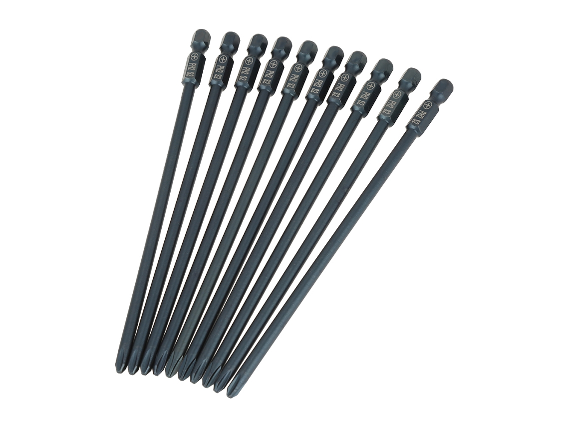 Conjunto De 10 Bits De Parafusadeira S2 Aço Cabeça Cruzada Ph2 Virabrequim 1/4 Polegada 150mm