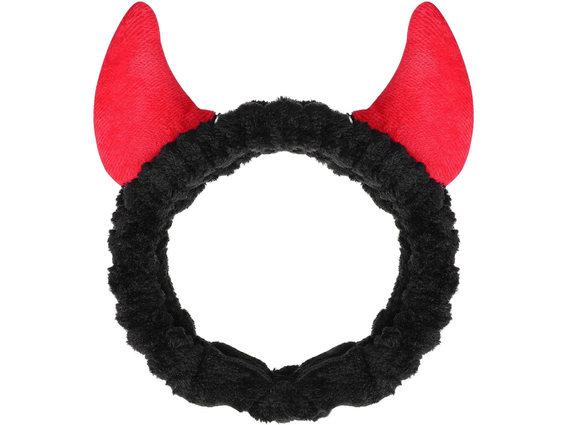 Diabo Chifres Tiara em Pelúcia Preta, Macia E Prástica, Lavável.