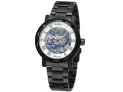 Relógio Mecânico Homem Resistente À Água 30m Pulseira de Aço Preto Azul