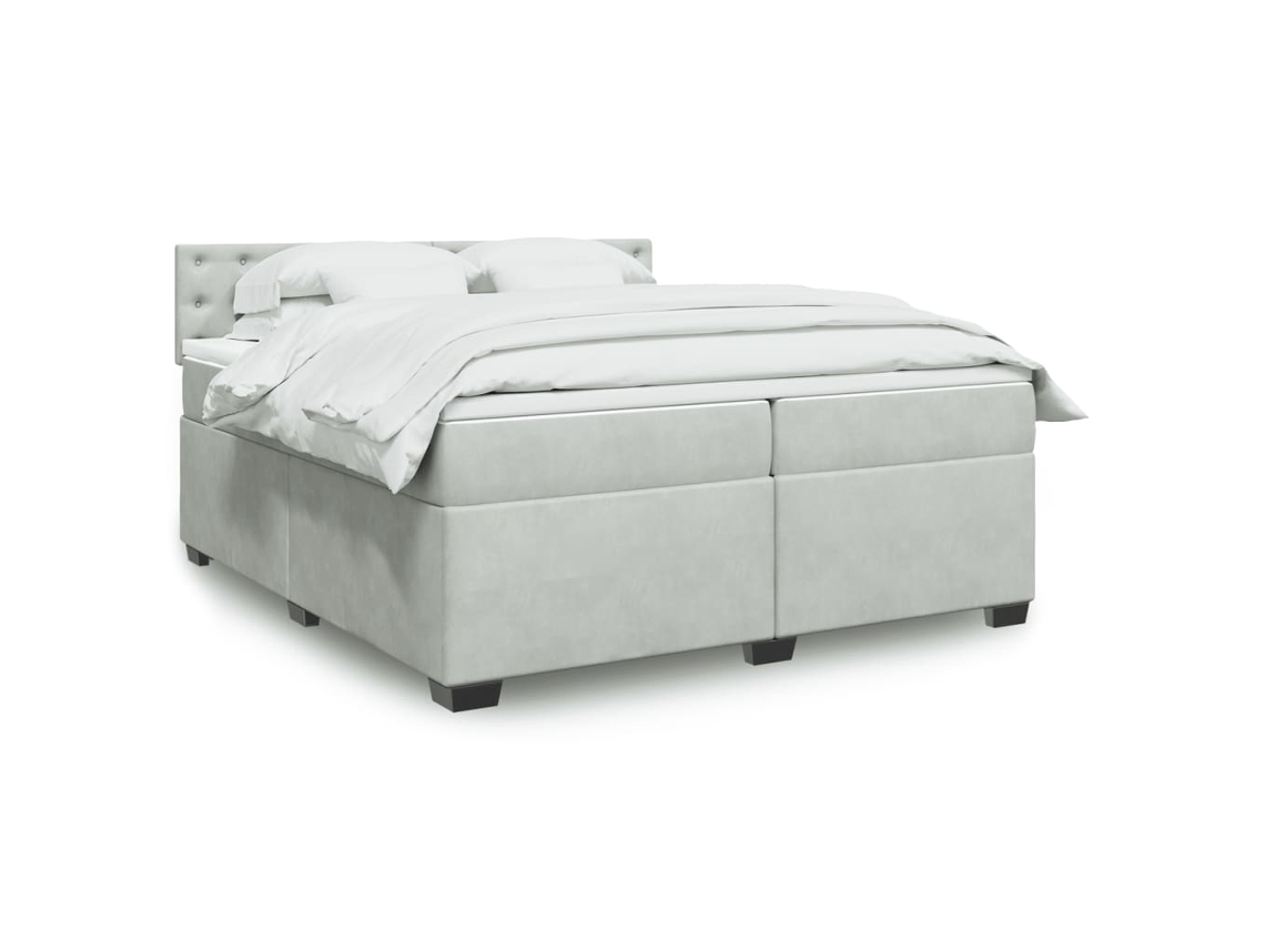 Vidaxl Cama Com Molas/colchão 200x200 Cm Veludo Cinzento-claro