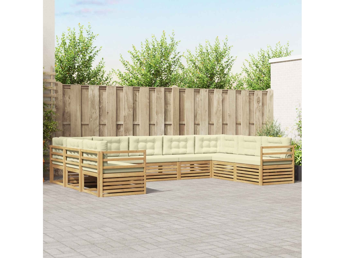 Vidaxl Conjunto De Sofás Para Exterior 9 Unid. Branco E Creme