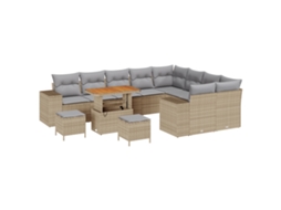 Conjunto 12 Conjunto De Sofá De Jardim Vidaxl Bege Madeira De Acácia Maciça (310 X 234 X 85 Cm)