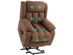 Massagem Reclinável Com Cadeira Elevatória Elétrica E Controle Remoto. Em Tecido. 91x93x103cm. Marrom