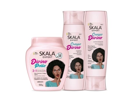 Pack Crespo Divino Condicionador 325Ml Máscara 1Kg Shampoo 325Ml SKALA