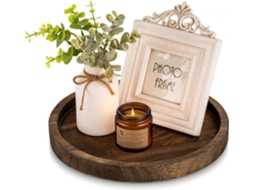 Base Redonda Para Vela Em Madeira - Suporte Para Velas - Estilo Rústico - Madeira - Decoração Sala/banho - Diâmetro 30 Cm