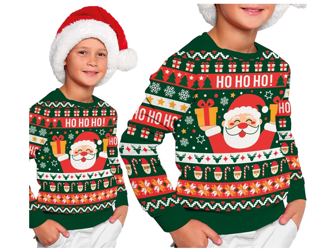 Suéter de Natal Ho verde e vermelho para criança