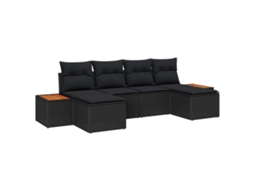 Vidaxl Conjunto De Sofá De Jardim 6 Unid. Preto Vime Pe