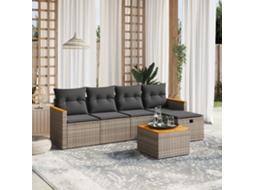 6 Pcs Conjunto Sofás De Jardimconjuntos Relax Jardimconjunto De Jantar Com Almofadões Vime Cinzento Cfw456266 Lovely Home