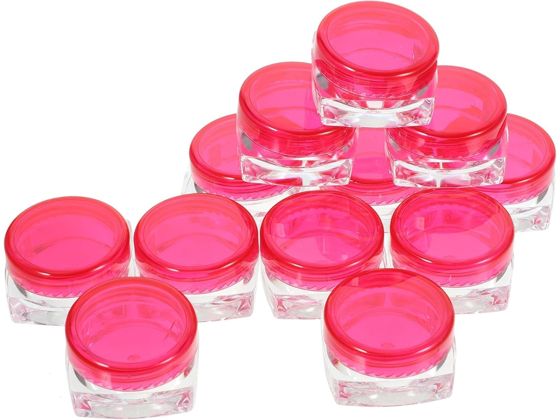Conjunto De 12 Potes Cosméticos De 3g Com Tampas, Recipientes De Plástico Com Fundo Plano.