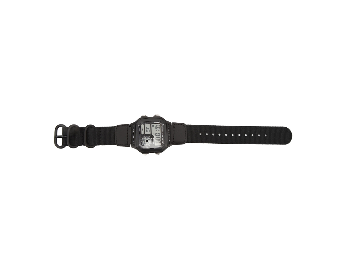 Relógio Digital Cronógrafo Luminoso À Prova D'água Estilo Retrô Quadrado Esportivo Outdoor Preto