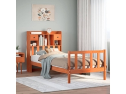 Vidaxl Cama C/ Estante Sem Colchão 100x200cm Pinho Maciço Castanho-mel