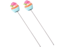 Testador de Bolo 2pcs em Aço Inoxidável com Padrão Morango para Cupcake, Bolo, Pão, Pastel, Biscoito | S/MARCA