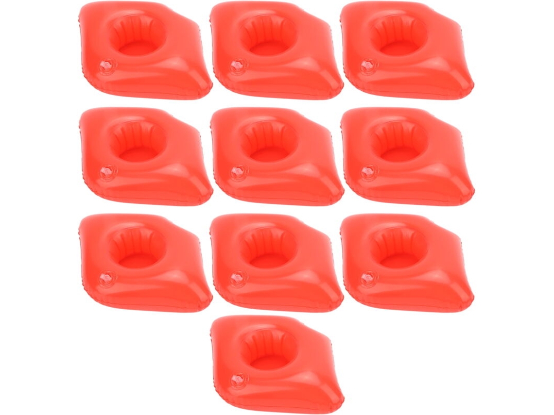 Conjunto De 10 Porta-copos Infláveis ​​em Formato De Lábios Vermelhos Para Piscina, Compatíveis Com Acessórios Para Festas Na Praia No Verão.