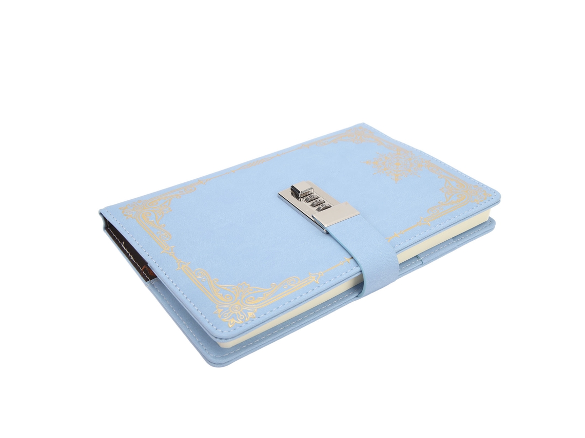 2026zentro-caderno A5 100 Folhas Com Fechadura Código Papel Linhado 80g Fita Azul Céu Para Escola Escritório Viagem