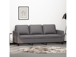 Sofá De 3 Lugares 180 Cm Couro Artificial Cinza Lovely Home