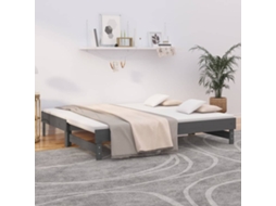 Vidaxl Estrutura Sofá-cama De Puxar 2x(90x190) Cm Pinho Maciço Cinza