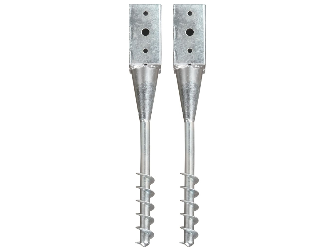 Vidaxl Estacas De Enterrar 2 Pcs 7x7x56 Cm Aço Galvanizado Prateado