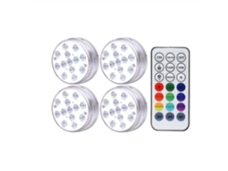 Conjunto de 4 Lâmpadas Led Submersíveis Luz Submersa com Controle Remoto Rf Ideal para Piscina Lago Ou Vaso À Prova D'Água Rgb 16 Cores