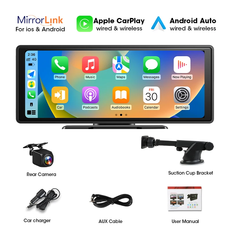 (câmera De 10,26 Polegadas) Sistema Multimídia Portátil De 10,26 Polegadas Com Carplay Sem Fio, Bluetooth E Rádio Fm.
