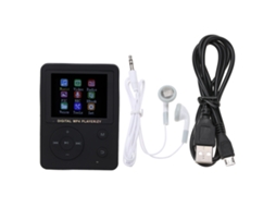 Mali reprodutor de Música Mp3 Mp4 Portátil com Tela Colorida Leve Fino Botões Redondos Preto Hifi