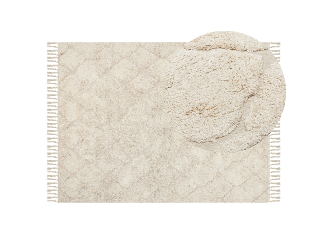 Tapete de estilo boho BELIANI Silchar de Algodão Creme 140x200