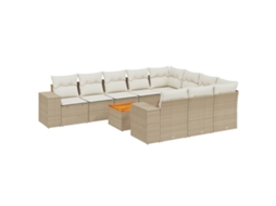 Maison Exclusive - 11 Pcs Conjunto Sofás De Jardim C/ Almofadões Vime Pe Bege