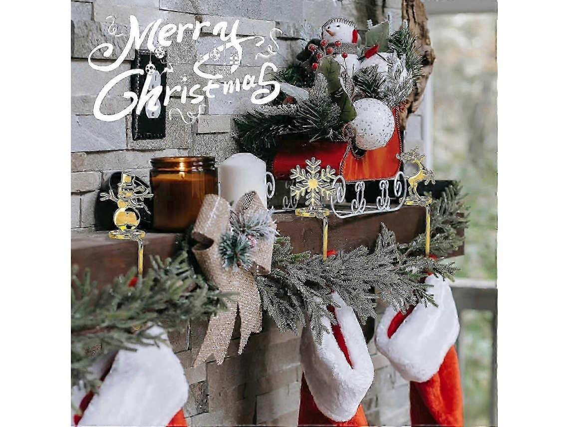 Pacote Com 4 Suportes Para Meias De Natal, Ganchos De Metal Com Clipes Para Pendurar Meias De Natal. Olysi Shop
