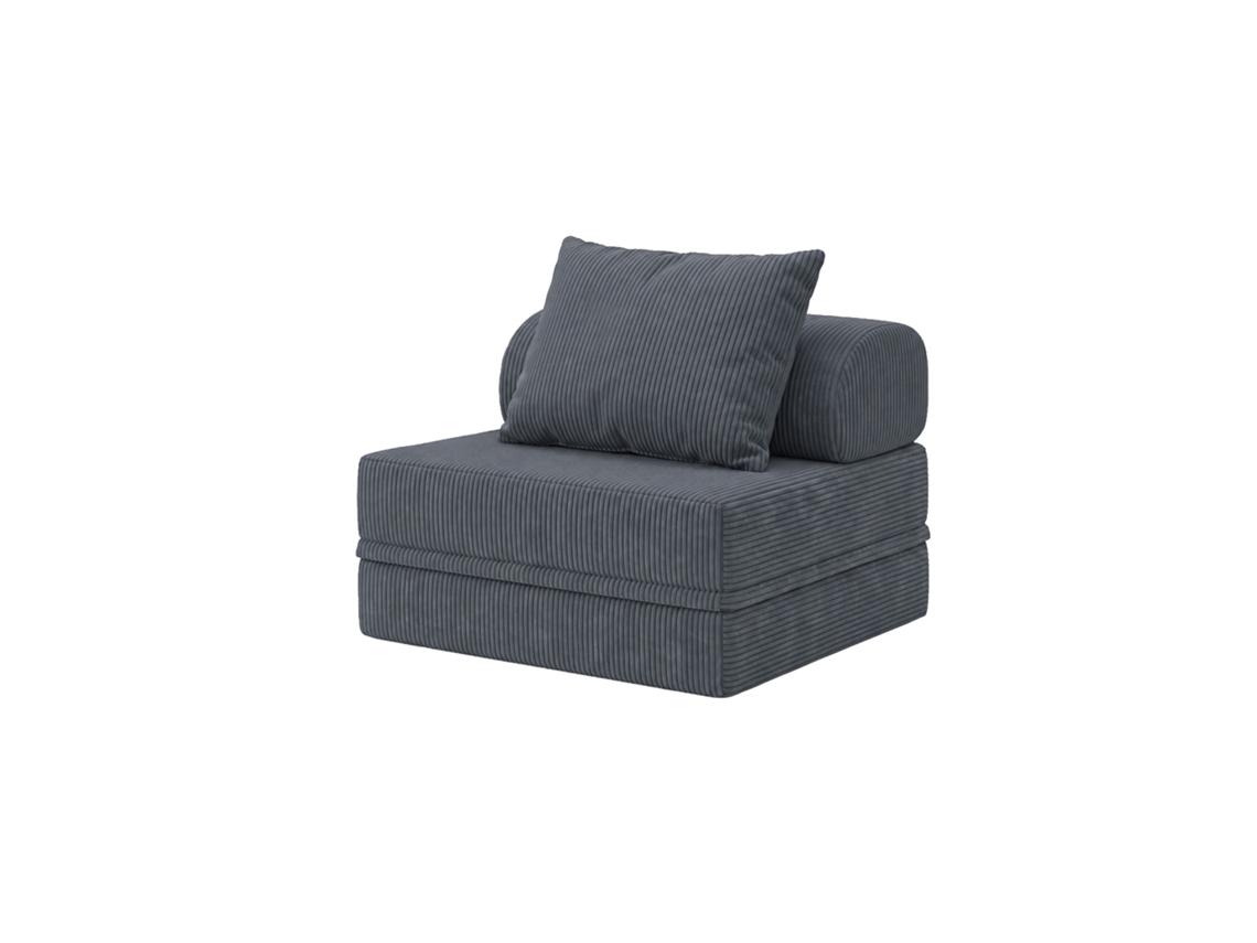 Sofá Modular 1 Lugar Convertível Veludo Regular Cinza SKOFFA