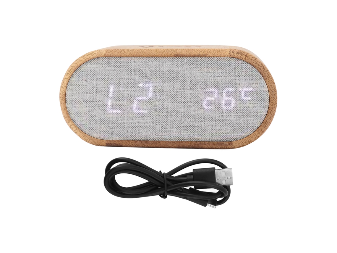 Despertador Digital Com Textura De Bambu, Possui Visor Grande Para Fácil Leitura, Luz Noturna Colorida Que Adiciona Ambiente Ao Seu Quarto, Ideal Para