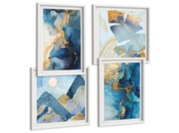 Quadros Decorativos Para Parede Montanhas Azuis, Padrões Abstratos Moldura Branca Imagens Para Um Quarto Infantil Espelharte (conjunto De 4 Imagens)