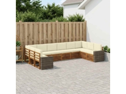 Vidaxl Conjunto De Sofás Para Exterior 10 Unid. Natural E Creme