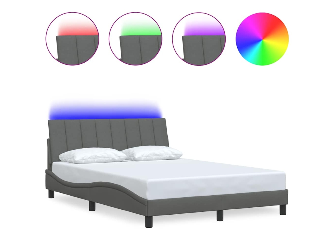 Bed Frame, Bed Frames Vidaxl Cinzeto Tecido (120 X 200 Cm)