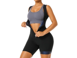 Conjunto de Sauna Feminino, Colete, Zíper, Tecido Elástico