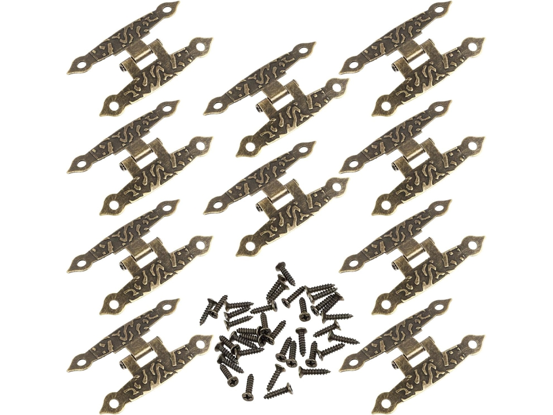 Conjunto De 10 Mini Dobradiças Antigas Ferro Tipo H, 65x34mm, Para Caixas