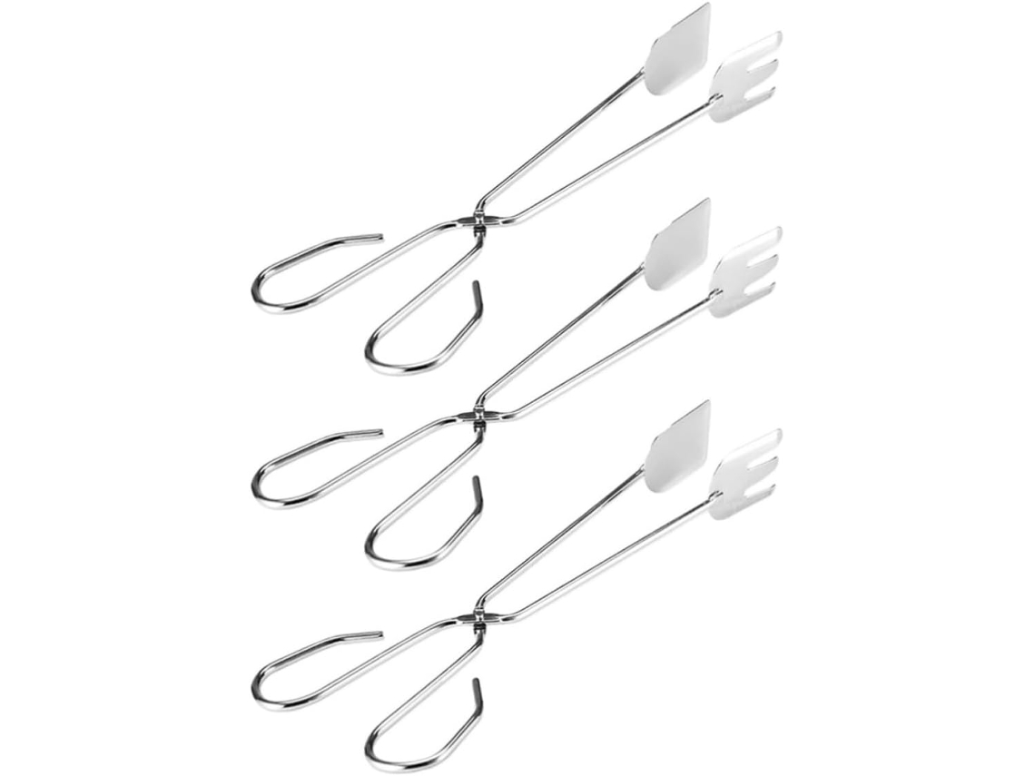 Conjunto De 3 Pinças Para Alimentos Em Aço Inoxidável, Com Cabos Longos Para Maior Segurança E Design Ergonômico