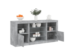 Vidaxl Aparador Com Luzes Led 142,5x37x67 Cm Cinzento Cimento