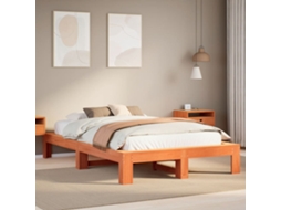 Vidaxl Cama Sem Colchão 135x190 Cm Madeira Pinho Maciça Castanho-mel