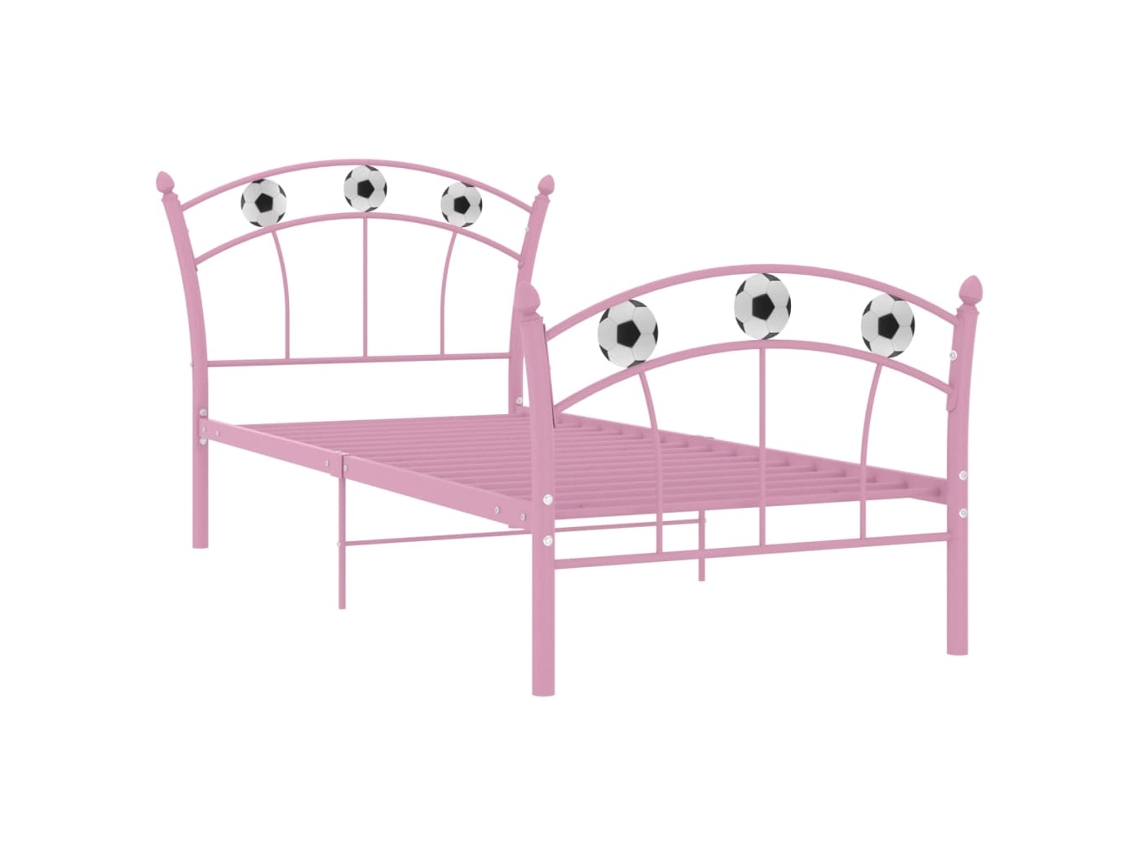 Estrutura de Cama com Design de Futebol 90x200cm Metal Rosa MAISON EXCLUSIVE
