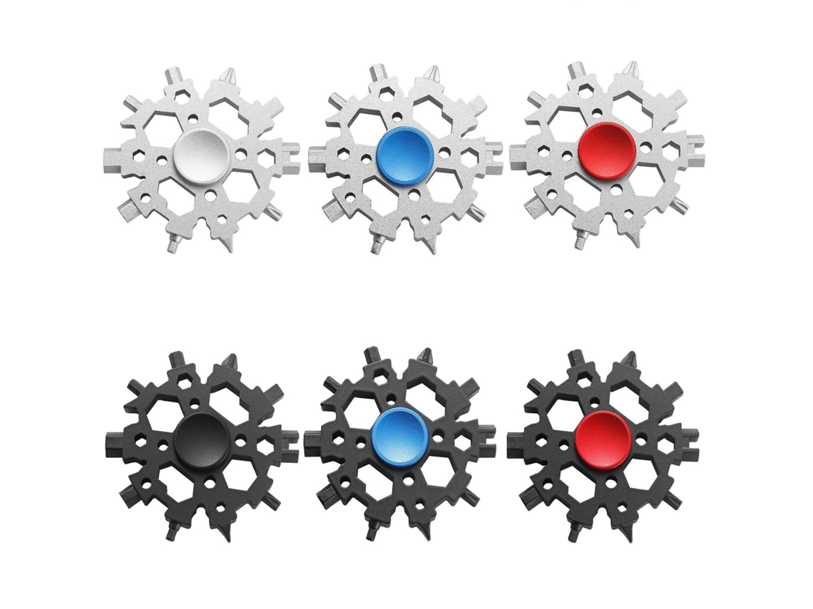 Chave De Fenda, Ferramenta Multifuncional 23 Em 1 Formato De Floco Neve, Fidget Spinner, Pacote Com 6 Unidades