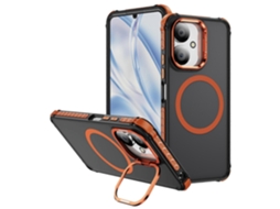 Capa De Celular Fosca Para Xiaomi Redmi 13c 5g / 13c 4g / 13r 5g / Poco M6 5g, Capa Magnética Com Suporte Para Lente, Laranja