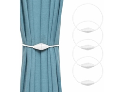 Conjunto De 4 Suportes Magnéticos Para Cortinas, Feitos À Mão Em Corda Trançada Prática E Decorativa Para Casa E Escritório(branco)