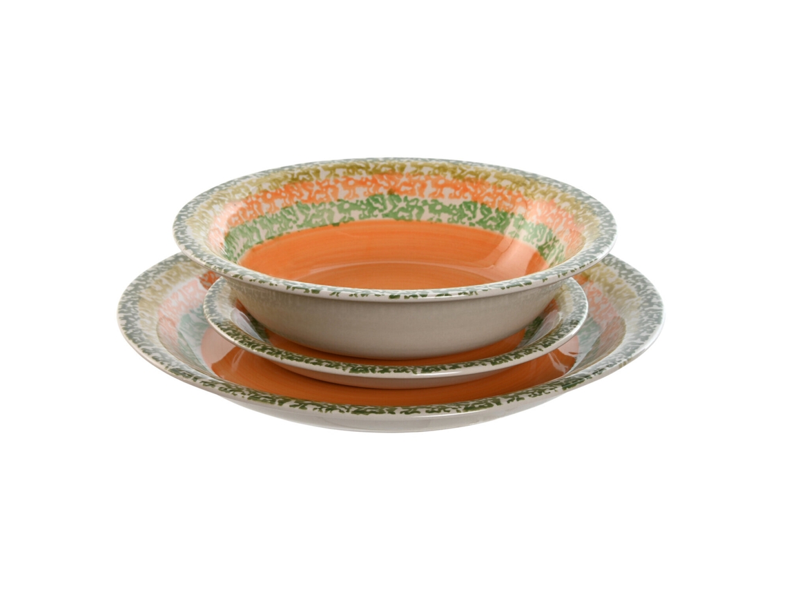 Conjunto de 18 Peças de Louça de Grés Laranja, 27x27x2cm ALEXANDRA HOUSE LIVING