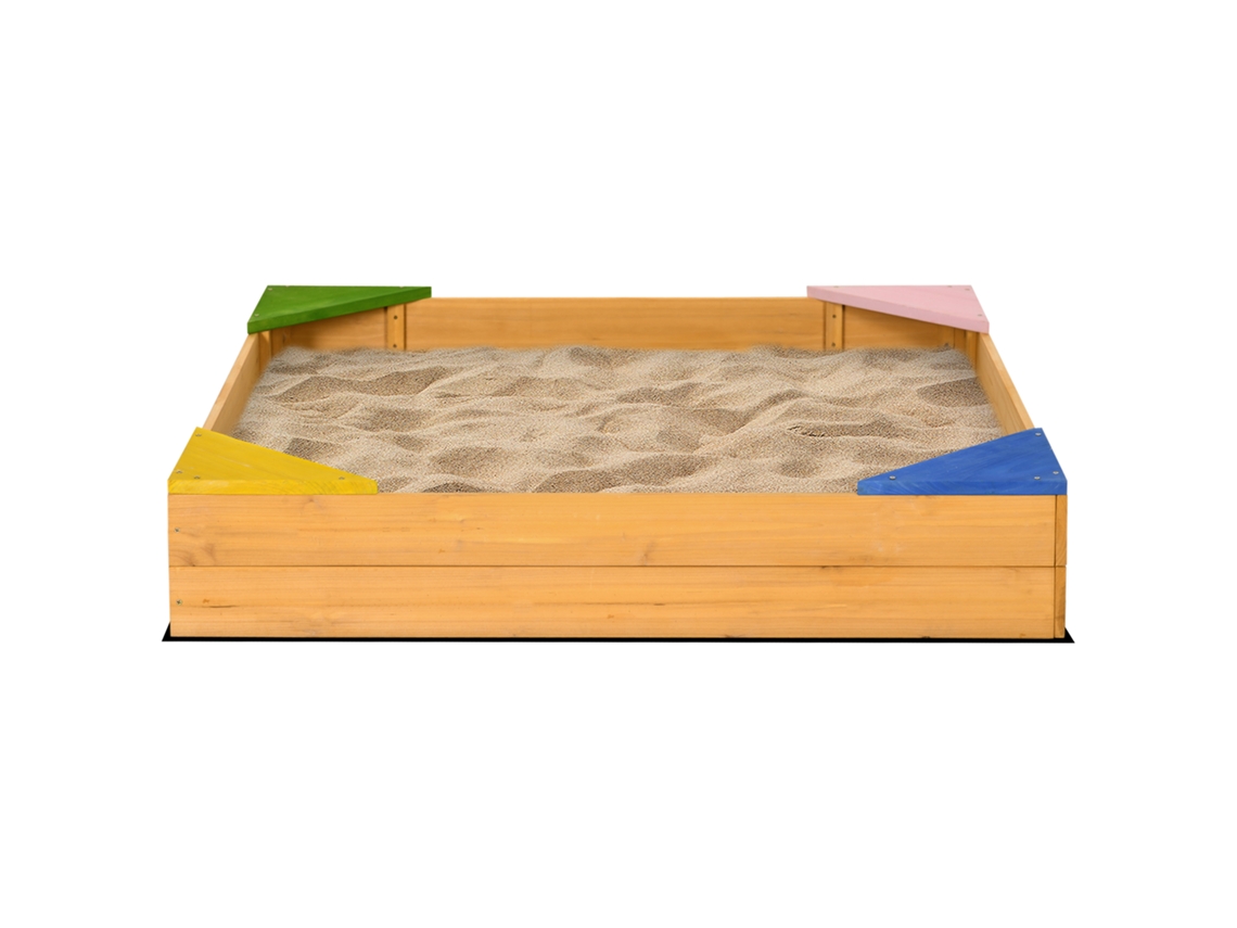 Caixa De Areia De Madeira Para Criança 109x109x19,8 Cm