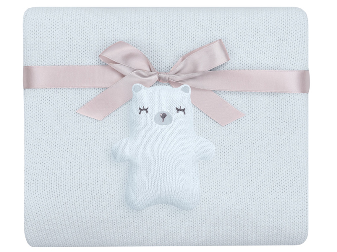Manta de Malha em Algodão KIKKABOO Bear With Me Azul