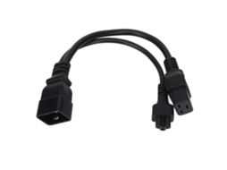 Cabo Iec320 C20 Macho para C5 C19 Fêmea 20a 16a 1 Entrada 2 Saídas Caixa em Pvc Cabo Divisor em Y Iec320 1,05 Pés CHABERLU