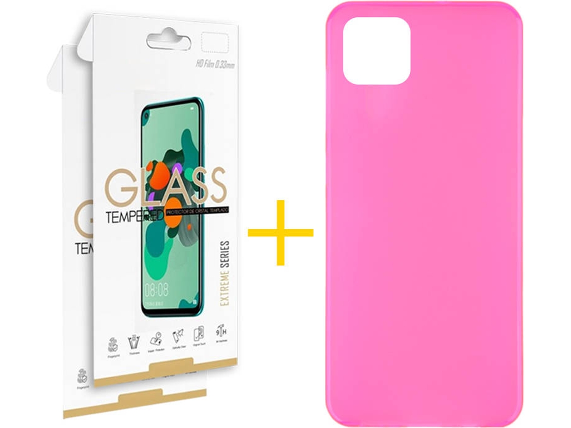 Kit Capa e 2 Películas Samsung Galaxy A22 5G SKYHE Liso (Rosa)